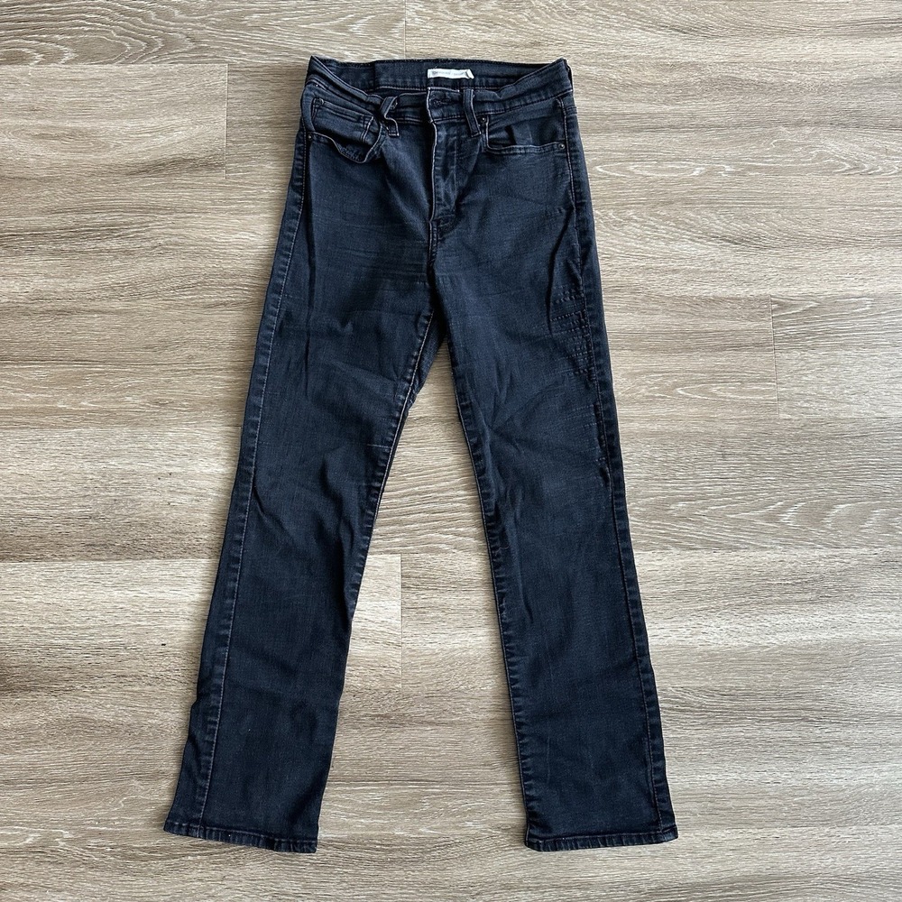 Levi's 724 High Rise Straight Leg Denim Jeans Black Women's 27